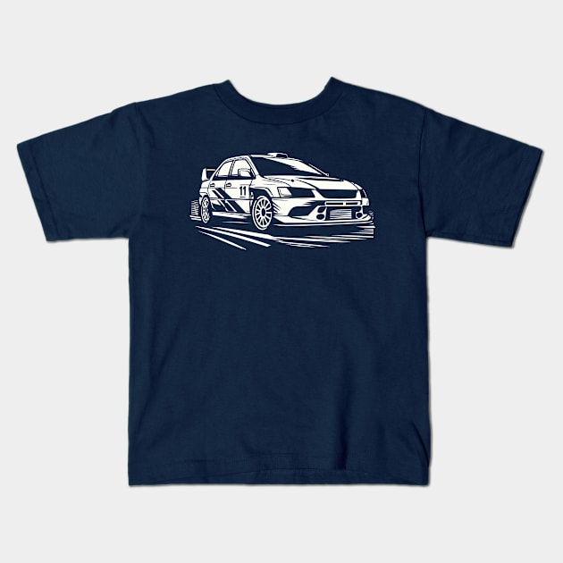 Mitsubishi Lancer Evo Rally Car Kids T-Shirt by TaevasDesign